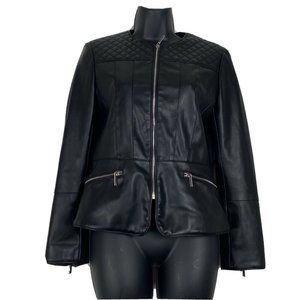 Zara Faux Leather Quilted Shoulder Moto Jacket M
